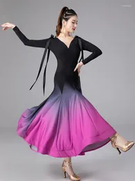 Stage Wear X2185 Lady Modem Dance Dress Ballroom Costumes Latin Waltz Gradient Swing Practise Performance Clothes