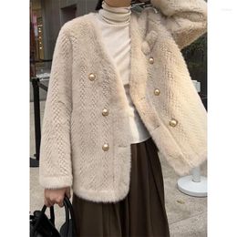 Women's Fur Imitation Mink Eco-friendly Autumn And Winter All-in-one Temperament Commuting V-neck Short Coat