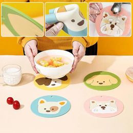 Table Mats Round Placemat Cartoon Theme Cup Mat Creative Dog Pattern Heat Insulation Bowl Pad Kitchen Accessories