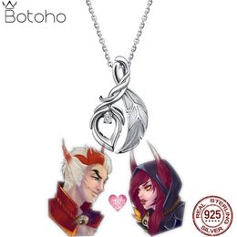 Pendants Game Lol Necklace Xayah and Rakan Pendant Necklace S Sliver Jewellery Xayah Choker Rakan Necklaces for Women Men Gift Couples