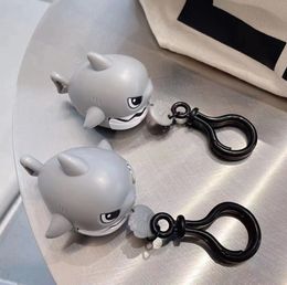 Tiktok 2pcs A shark key chain A little shark keychain that comes back on its own Pendant Simulation Send people, decompress, key chain Charm gift G220421