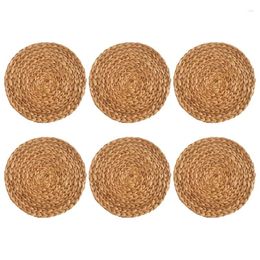 Table Mats Woven Placemats Round Set Heat-Resistant/Non-Slip Dinner Plates 6PCS