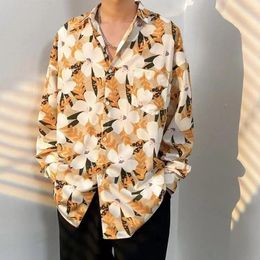 Men's Casual Shirts Spring Summer Hawaiian Tropical Shirt For Men Printed Floral Long Sleeve Blouse Beach Holiday Camisa Oversized Tops