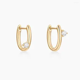 Stud Earrings Real 925 Sterling Silver 14K Gold Asymmetry Round Fine Small For Women Wedding Jewelry Items With Free Shippin