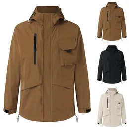 Men's Jackets Autumn Waterproof Windproof Fashion Casual Zipper Hooded Work Daily Coat Muti Pockets Proof Storm Rain