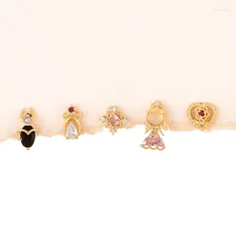 Stud Earrings 5-piece Set Of Copper Zircon Cartoon Princess