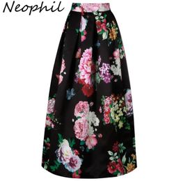 Dresses Neophil Bohemian Floral Floor Length Muslim Women Maxi Skirts High Waist Long Pleated Print 100cm Long Falda Larga Saias Ms0511