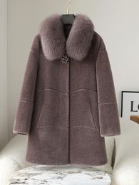 Women's Fur Sheep Cut Down Coat For Women 2023 Large Size Middle-aged And Elderly Mothers Collar Wool