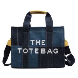 Designer women's 23 New denim canvas fashion Tote bag Versatile casual messenger large capacity handbag