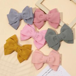 Hair Accessories Solid Waffle Bows Girl Clips For Born Baby Alligator With Bowknot Hairpins Children's