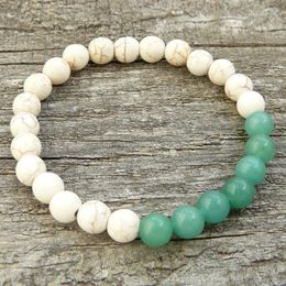 SN0334 New Bohemia Jewellery Whole Women Mens Unisex Bracelet Meditation Yoga beaded howlite Green Aventurine bracelet271B