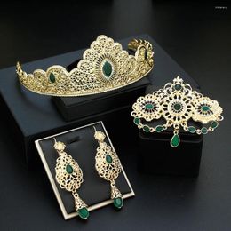 Hair Clips Neovisson Morocco Ladies Favourite Gift Crown Set Gold Colour Cystal Jewellery Tiaras Arabic Bride Wedding Headband