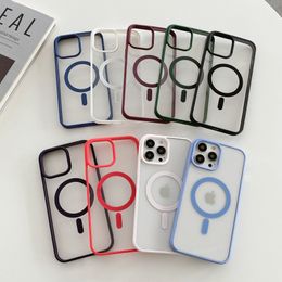 Clear acrylic Magnetic Protective Phone Cases For iPhone 15 14 11 13 12 11 Pro Max Back Transparent PC Cover Couple Case 100pcs