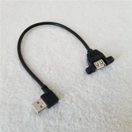 90 Degree USB Type A Right Angle Male to USB A Female Adapter Cable Screws Panel Mounting Wire with Black 30cm