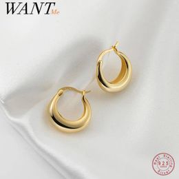 Huggie Hoop Huggie WANTME 925 Sterling Silver Statement Golden Circle Hoop Earrings for Women Fashion French Gothic Jewellery Ear 230506