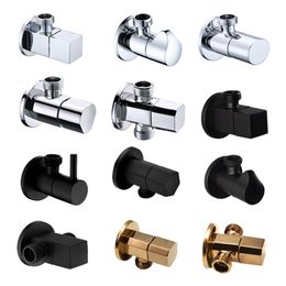 Angle Valves Brass Chrome Black Rose Gold Inlet Bathroom Single Double Outlet G1 2 Water Stop Toilet Kitchen 231216