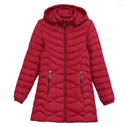 Women's Trench Coats Jacket Parka Ultra-light Down Cotton Coat Winter Slim Mid Length Hooded Warm Womens Oversize Overcoat