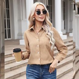Women's Blouses Temperament And Fashion Spring Autumn Corduroy Casual Solid Colour Loose Long Sleeved Shirt Top