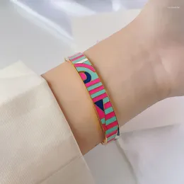 Bangle Colorful Geometric Color Matching Titanium Steel Bracelet Women's Fashionable Personality 18k Rose Gold Jewelry