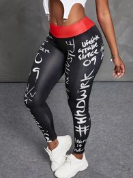 Capris Lw Letter Print High Stretchy Leggings Women Casual Slim Yoga Sheath Skinny Basic Knitting Daily Sporty Pencil Pants