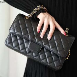 10A new Jumbo Chain Bag Double Flap Bag Designer 25CM 30cm Real Leather Caviar Lambskin Classic Shoulde All Black Quilted Handbag Purse