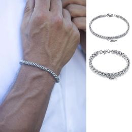 Jóias masculinas de 3 a 8 mm de largura 14k Bracelete de corrente de trigo de ouro 7,48 a 9 polegadas Cabine de lagosta