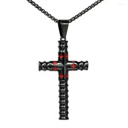 Pendant Necklaces European And American Trendy Cylindrical Cross Stainless Steel Necklace For Men Women Punk Hip-hop Geometric Jewelry