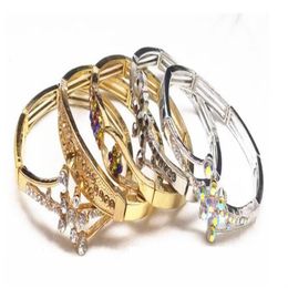 10pcs lot Mix Style Gold Plated Crystal Rhinestone Bracelets Bangle For DIY Fashion Jewellery Gift CR35 Shipp289e