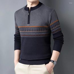 Men's Sweaters Sweater Quarter Zipper Round Neck Knitted Warm And Fashionable Wear Tops