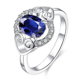 Women's love Full Diamond fashion Heart-shaped ring 925 silver Ring STPR007-B brand new blue gemstone sterling silver plated 335P