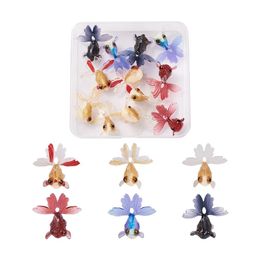 Necklaces 12pcs/box Mixed Colour Resin Goldfish Charms Animal Fish Pendants for Diy Jewellery Making Handmade Keychain Earrings Accessories