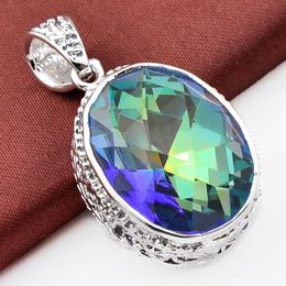 Luckyshine 12pieces Fashion Jewelry Whole 925 Silver classic Royal Style Rainbow Blue Oval Mystic Topaz Crystal pendants for L307f