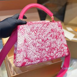 Fashion Tote Bag Women's Crossbody Flower Pattern Design Metal Logo Handbag