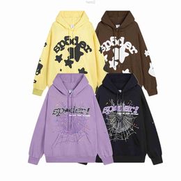 Spider Hoodie Designer Hoodies Sp5der Pink Graphic Diamond Setting Set Thickened Terry Cloth Athleisure Hot Stamping Foam Printing Oversize Cot 7W59