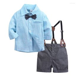 Clothing Sets Baby Boys Born Bow Tie Infant Suits Kids Long Sleeve Shirts Children's Autumn Clothes Tuxedo Outfits Short Pants Overall