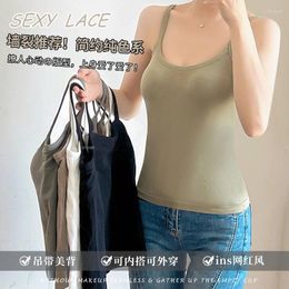Camisoles & Tanks Outer Vest Bra One-Piece Thin Breathable Fixed Cup With Chest Pad Push Up Sling Inner Wear Base Tube Top For Women