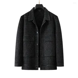 Men's Jackets Big Size Double-sided Woollen Jacket Men Business Casual Vintage Loose Plaid Wool Coat Oversized For 5XL 7XL