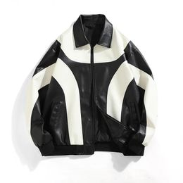 Men's Fur Faux Hip Hop Mens Leather Jacket Padded Windbreaker Motorcycle Biker Bomber Coat 231219