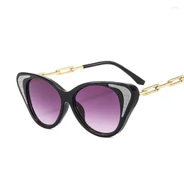 Sunglasses Womens Cat Eye For Women Vintage Brand Designer Sun Glasses Stylish Men Eyewear Party Chain Leg Design Shades UV400