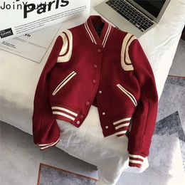 Women's Jackets Women Clothing Fashion Jackets Women Thicked Casual Red Baseball Uniform Ropa Mujer Loose Korean Oversized Coat Y2k Tops 231218