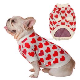 Apparel Designer Dog Clothes Brand Dog Apparel Valentines Day Dogs Sweaters Pink Heart Design Puppy Sweatshirts with Classic Letters Patte