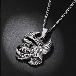 Punk Style Male Rider Eagle Necklace Pendant Ride To Live Retro With Whip Chain Men Woman Fashion Jewellery Gifts Necklaces245P
