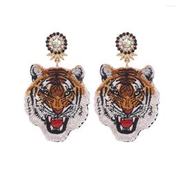 Dangle Earrings Big Tiger Head Pendant Drop Earings Handmade Bohemian Beaded For Women Statement Jewellery Chrismas