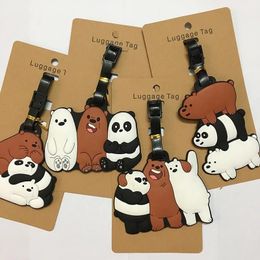 Bag Parts Accessories Cartoon Bears Panda Luggage Tag Silica Gel Suitcase ID Addres Holder Women Men Baggage Boarding Portable Label 231219