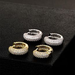 New Fashion Women Mens Earrings Hip Hop Diamond Hoops Earings Iced Out Bling CZ Rock Punk Round Wedding Gift303N