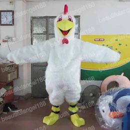 Halloween White Chicken Mascot Costumes High Quality Cartoon Theme Character Carnival Outfit Christmas Fancy Dress for Men Women Performance
