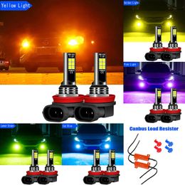 New Decorative Lights 2PCS Car LED Fog Golden Light Bulb Lamps H8 H11 For Citroen Berlingo 2018-2021 C1 C3 C5 C6 C4 Grand Picasso DS4 DS5 2011-2015