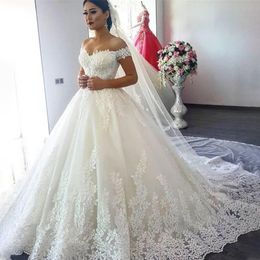 Stunningbride 2024 Luxury Appliques Ball Bridal Gown Off the Shoulder Plus Size Wedding Dresses Sweetheart Lace Up Back Princess Illusion