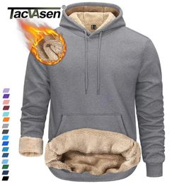 Mens Hoodies Sweatshirts TACVASEN Thicken Sherpa Lining Winter Kangaroo Pocket Jackets Hooded Pullover Casual Coats Tops 231218