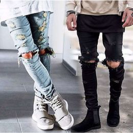Long Pants Stylish Straight Slim Fit Jeans - Trendy Distressed Denim for a Fashionable Casual Look